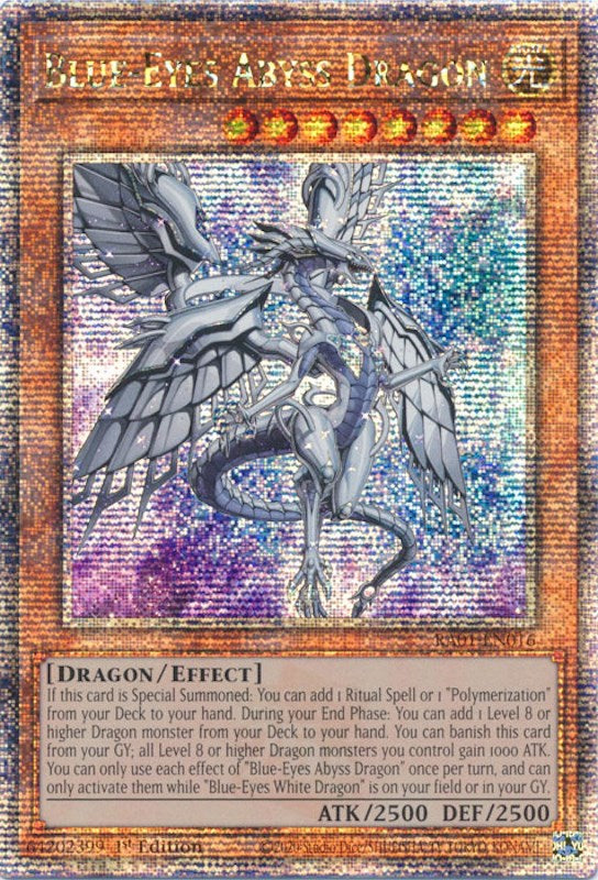 Blue-Eyes Abyss Dragon [RA01-EN016] Quarter Century Secret Rare | Exor Games Summserside