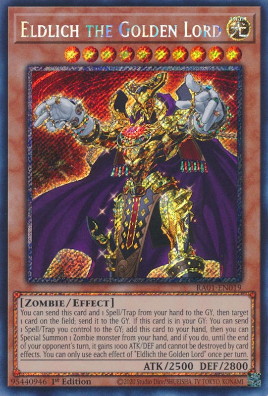 Eldlich the Golden Lord [RA01-EN019] Platinum Secret Rare | Exor Games Summserside