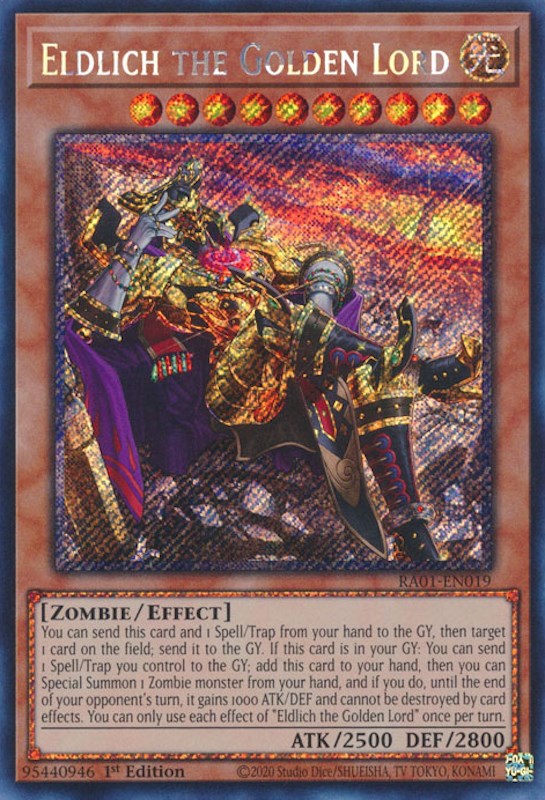 Eldlich the Golden Lord (Alternate Art) [RA01-EN019] Platinum Secret Rare | Exor Games Summserside