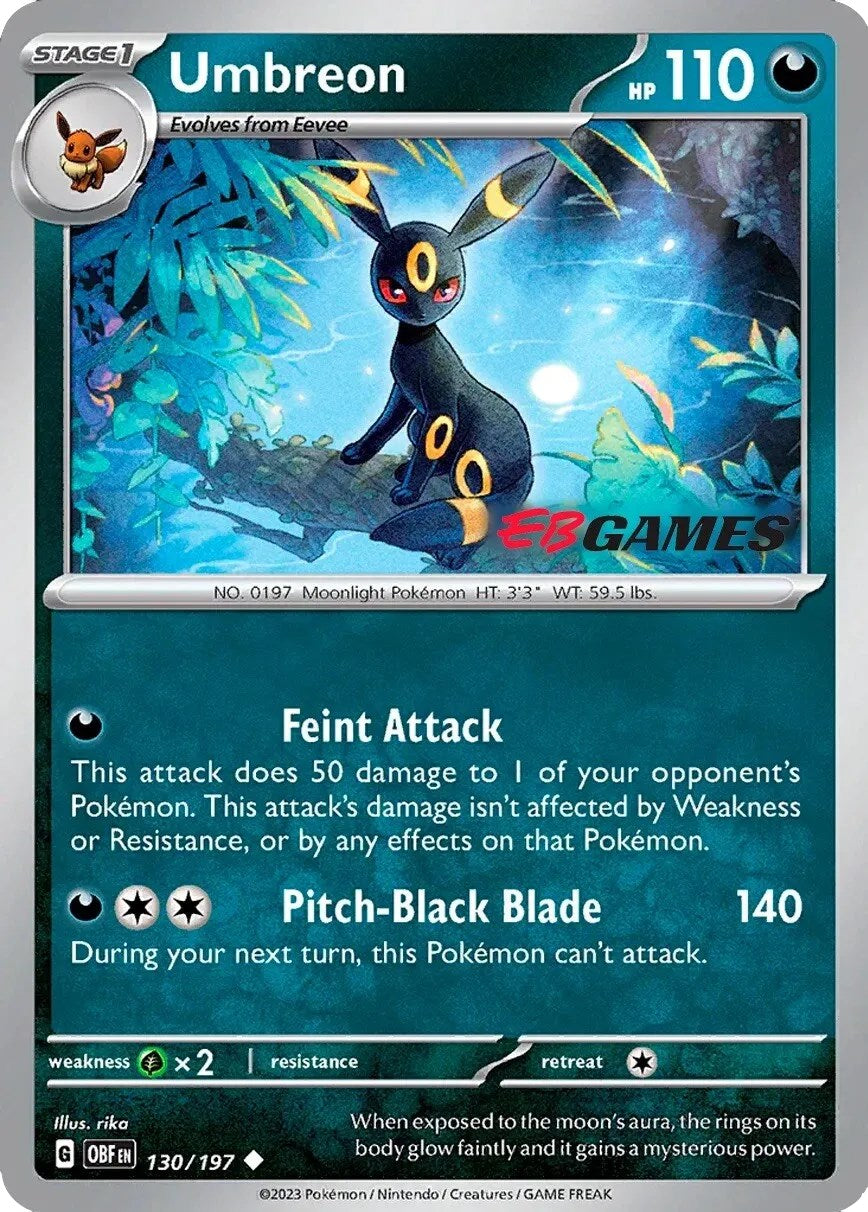 Umbreon (130/197) (EBGames Exclusive) [Scarlet & Violet: Obsidian Flames] | Exor Games Summserside