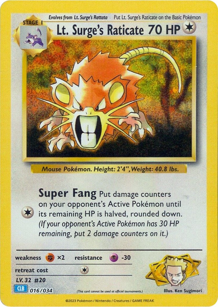 Lt. Surge's Raticate [Trading Card Game Classic] | Exor Games Summserside