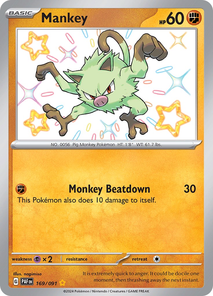 Mankey (169/091) [Scarlet & Violet: Paldean Fates] | Exor Games Summserside