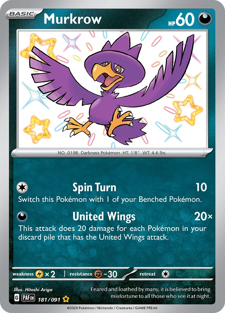 Murkrow (181/091) [Scarlet & Violet: Paldean Fates] | Exor Games Summserside