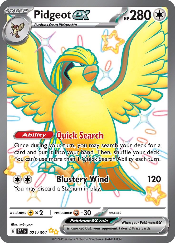 Pidgeot ex (221/091) [Scarlet & Violet: Paldean Fates] | Exor Games Summserside