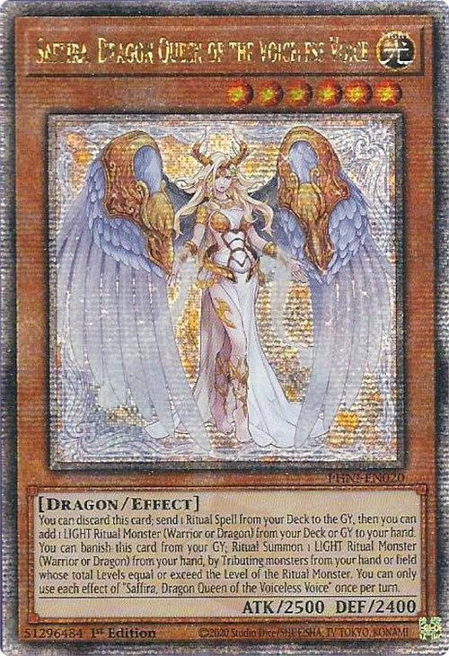 Saffira, Dragon Queen of the Voiceless Voice [PHNI-EN020] Quarter Century Secret Rare | Exor Games Summserside