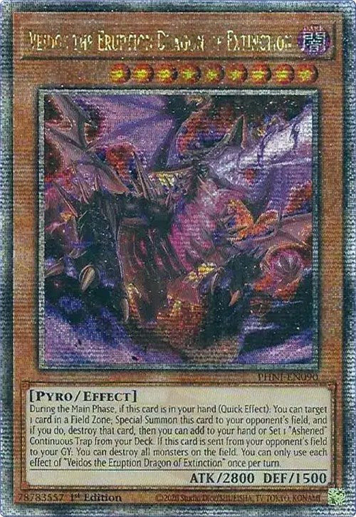 Veidos the Eruption Dragon of Extinction [PHNI-EN090] Quarter Century Secret Rare | Exor Games Summserside