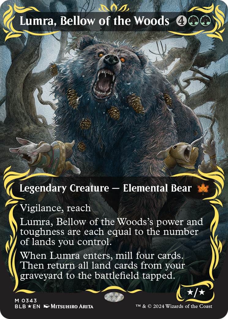 Lumra, Bellow of the Woods (Borderless) (Raised Foil) [Bloomburrow] | Exor Games Summserside