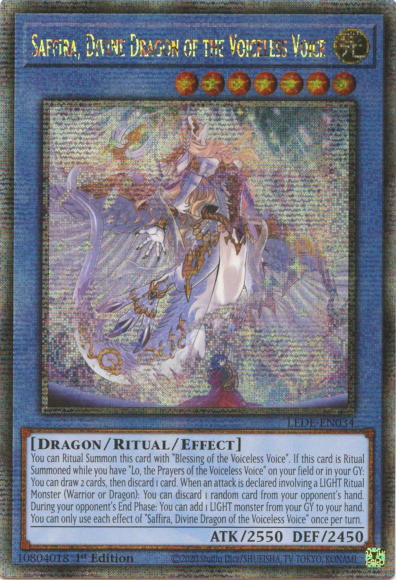 Saffira, Divine Dragon of the Voiceless Voice (Quarter Century Secret Rare) [LEDE-EN034] Quarter Century Secret Rare | Exor Games Summserside