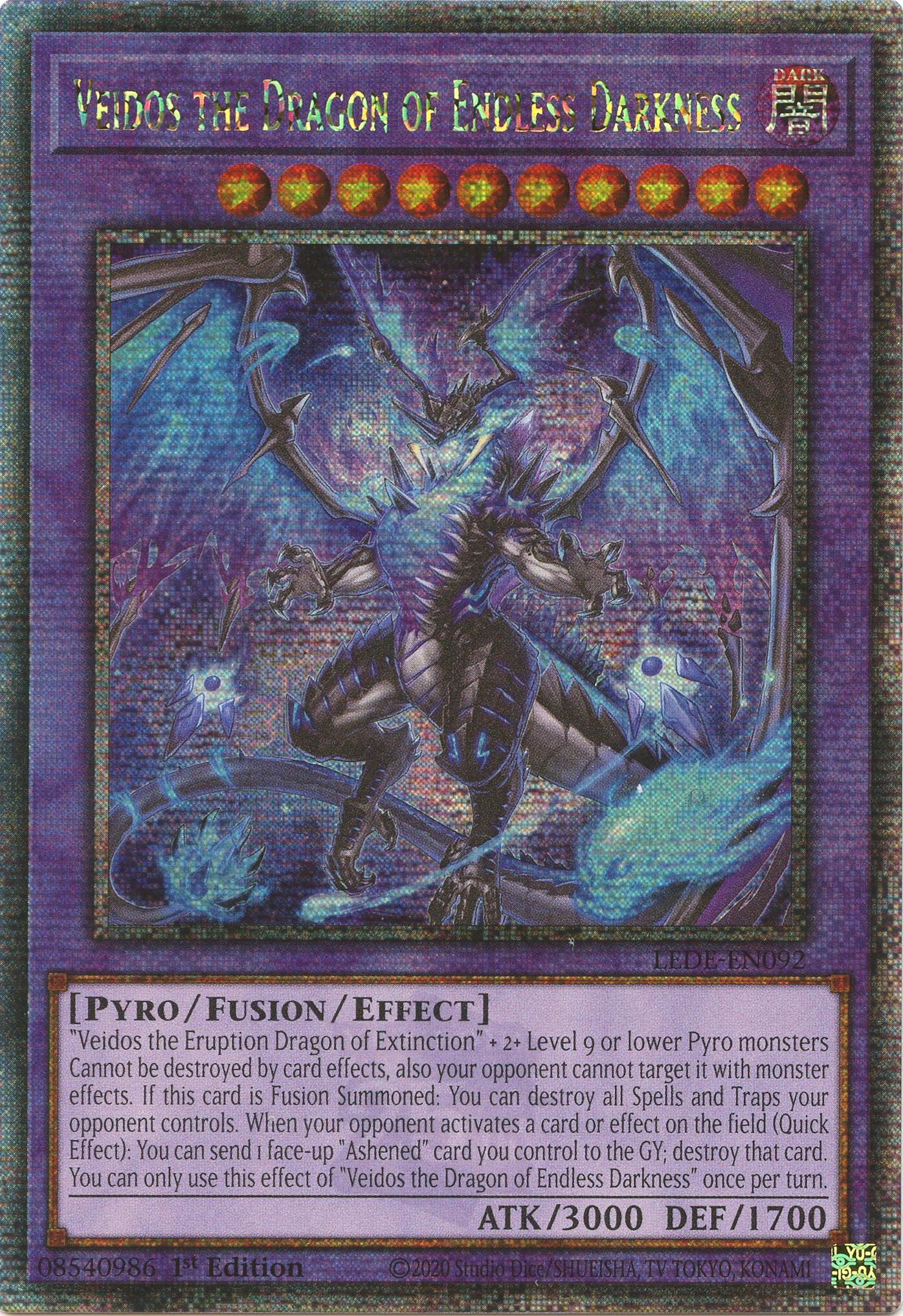 Veidos the Dragon of Endless Darkness (Quarter Century Secret Rare) [LEDE-EN092] Quarter Century Secret Rare | Exor Games Summserside