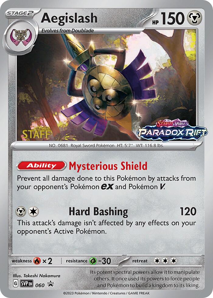 Aegislash (060) (Staff Prerelease Promo) [Scarlet & Violet: Black Star Promos] | Exor Games Summserside