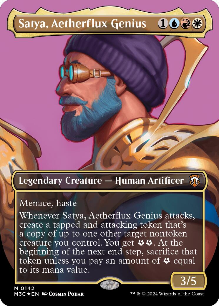 Satya, Aetherflux Genius (Borderless) (Ripple Foil) [Modern Horizons 3 Commander] | Exor Games Summserside