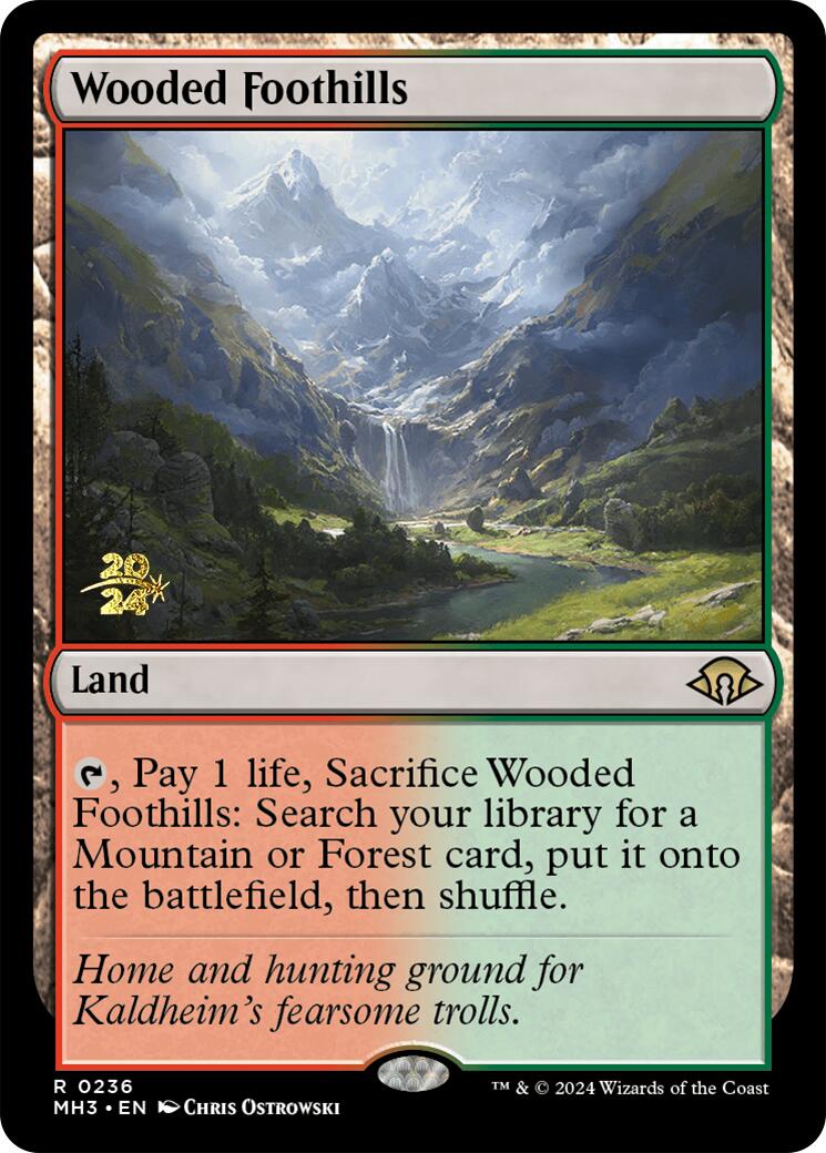 Wooded Foothills [Modern Horizons 3 Prerelease Promos] | Exor Games Summserside