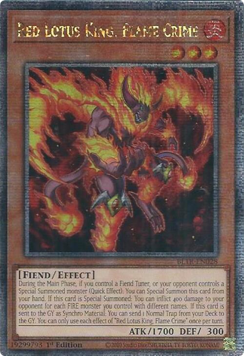 Red Lotus King, Flame Crime (Quarter Century Secret Rare) [BLTR-EN028] Quarter Century Secret Rare | Exor Games Summserside