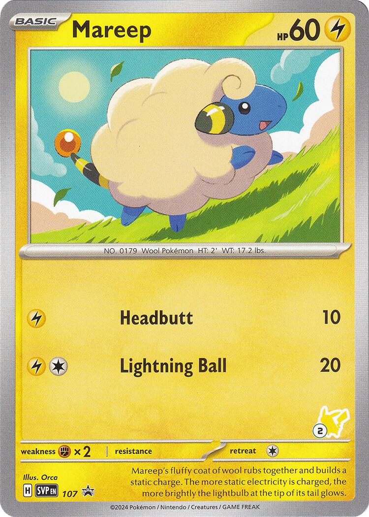 Mareep (107) (Pikachu Stamp #2) [Battle Academy 2024] | Exor Games Summserside