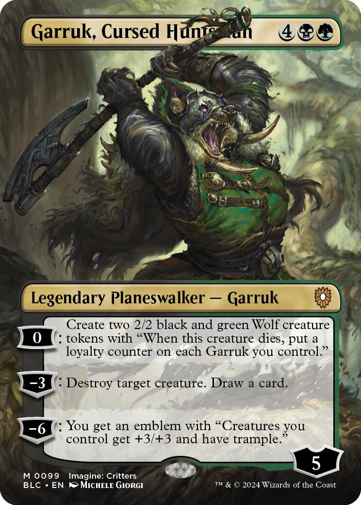 Garruk, Cursed Huntsman (Borderless) [Bloomburrow Commander] | Exor Games Summserside