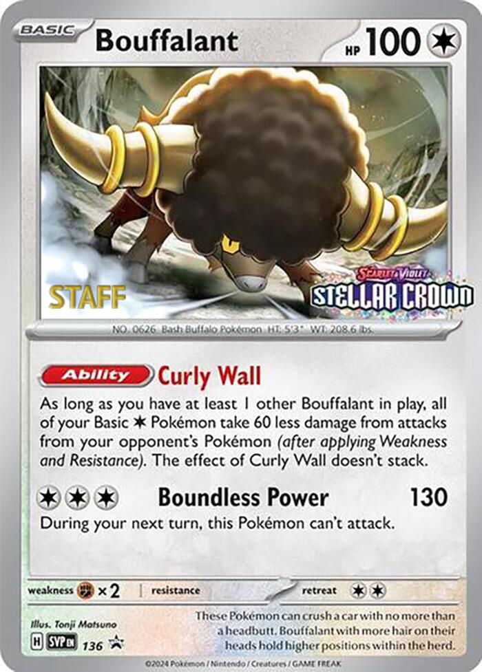 Bouffalant (136) (Staff Promo) [Scarlet & Violet: Black Star Promos] | Exor Games Summserside