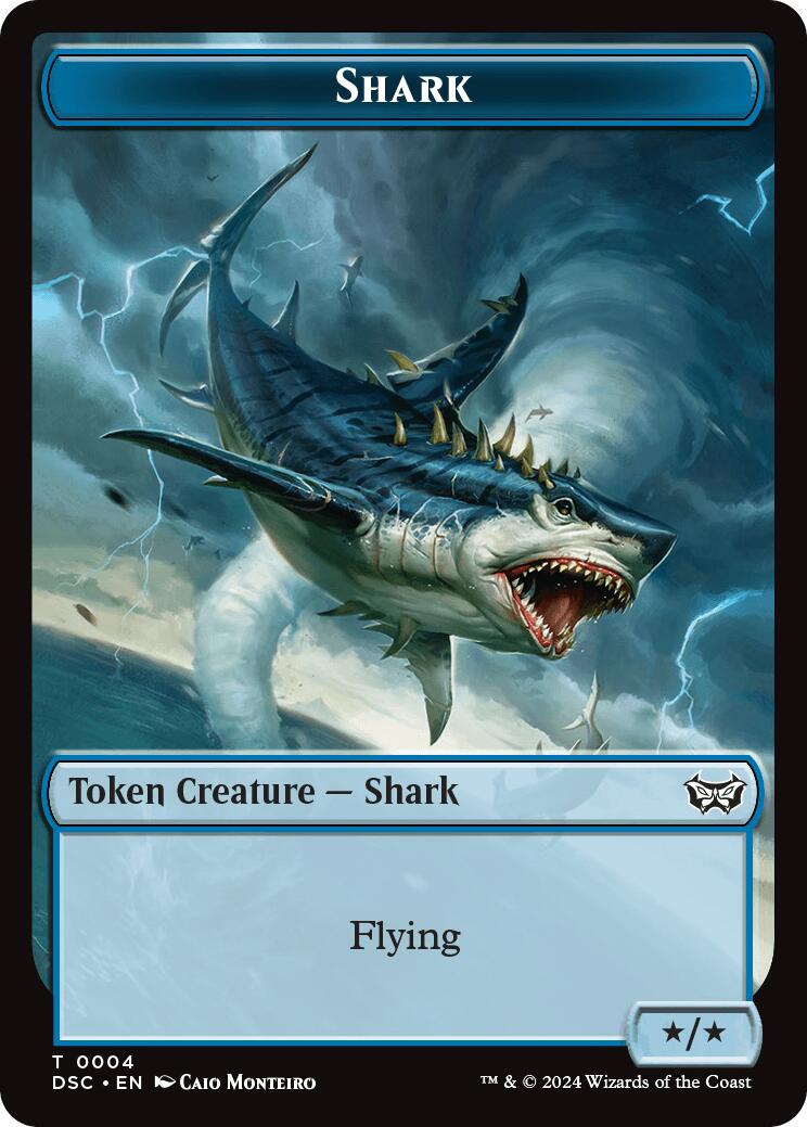 Shark // Copy Double-Sided Token [Duskmourn: House of Horror Commander Tokens] | Exor Games Summserside