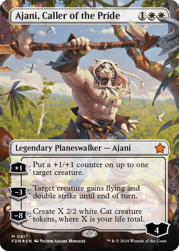 Ajani, Caller of the Pride (Borderless) (Mana Foil) [Foundations] | Exor Games Summserside