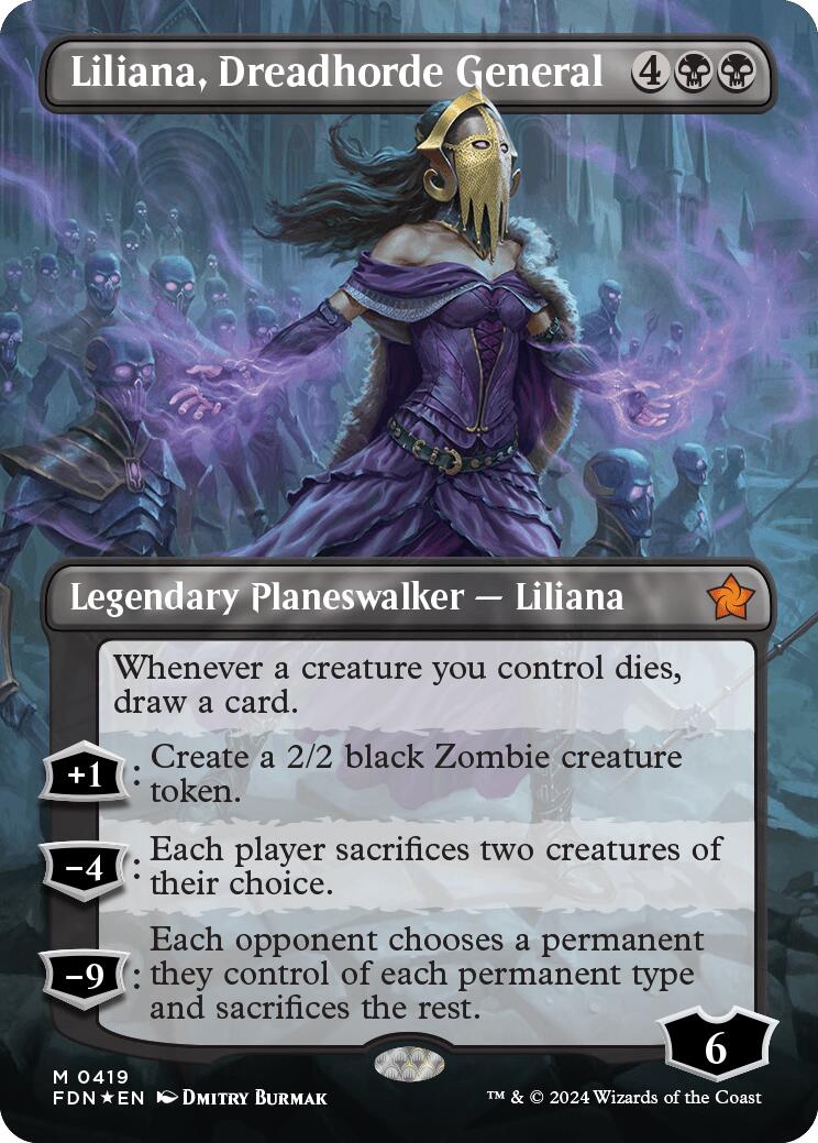 Liliana, Dreadhorde General (Borderless) (Mana Foil) [Foundations] | Exor Games Summserside