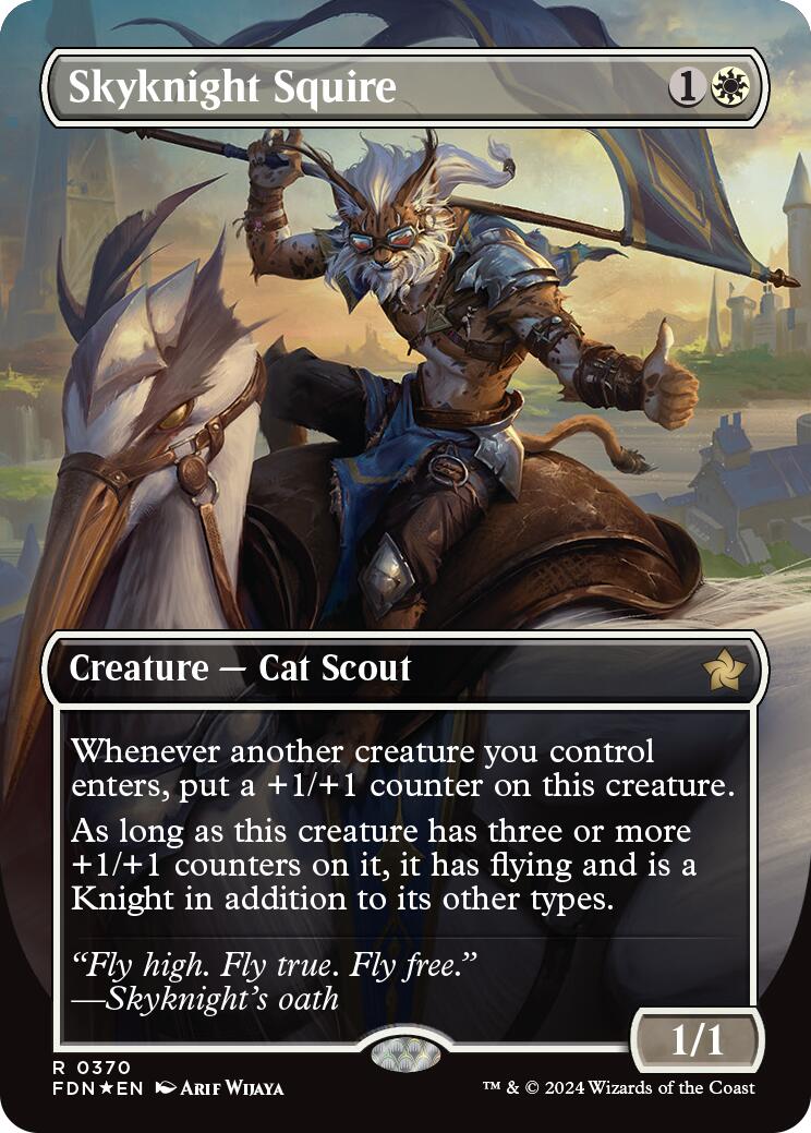 Skyknight Squire (Borderless) (Mana Foil) [Foundations] | Exor Games Summserside