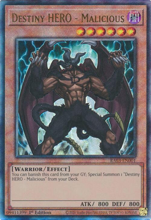 Destiny HERO - Malicious (UTR) [RA03-EN001] Prismatic Ultimate Rare | Exor Games Summserside