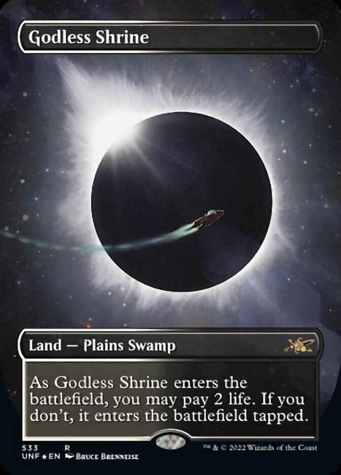 Godless Shrine (Borderless) (Galaxy Foil) [Unfinity] | Exor Games Summserside