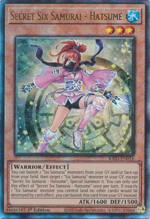 Secret Six Samurai - Hatsume (UTR) [RA03-EN016] Prismatic Ultimate Rare | Exor Games Summserside