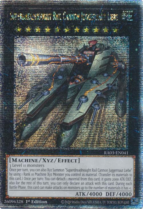 Superdreadnought Rail Cannon Juggernaut Liebe (Quarter Century Secret Rare) [RA03-EN041] Quarter Century Secret Rare | Exor Games Summserside