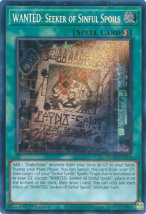 WANTED: Seeker of Sinful Spoils (Secret Rare) [RA03-EN074] Secret Rare | Exor Games Summserside