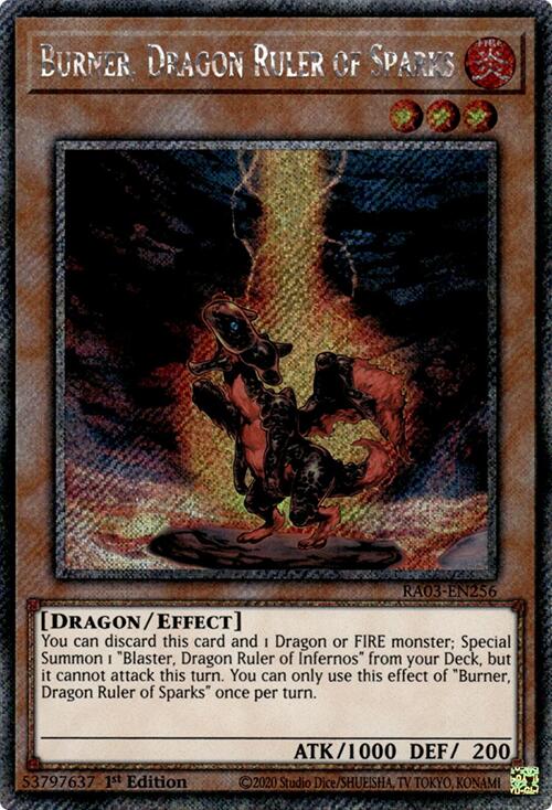 Burner, Dragon Ruler of Sparks (Platinum Secret Rare) [RA03-EN256] Platinum Secret Rare | Exor Games Summserside