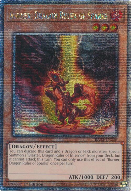 Burner, Dragon Ruler of Sparks (Quarter Century Secret Rare) [RA03-EN256] Quarter Century Secret Rare | Exor Games Summserside