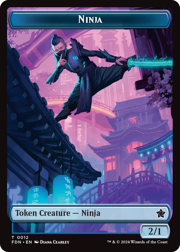 Emblem - Kaito, Cunning Infiltrator // Ninja Doubled-Sided Token [Foundations Tokens] | Exor Games Summserside