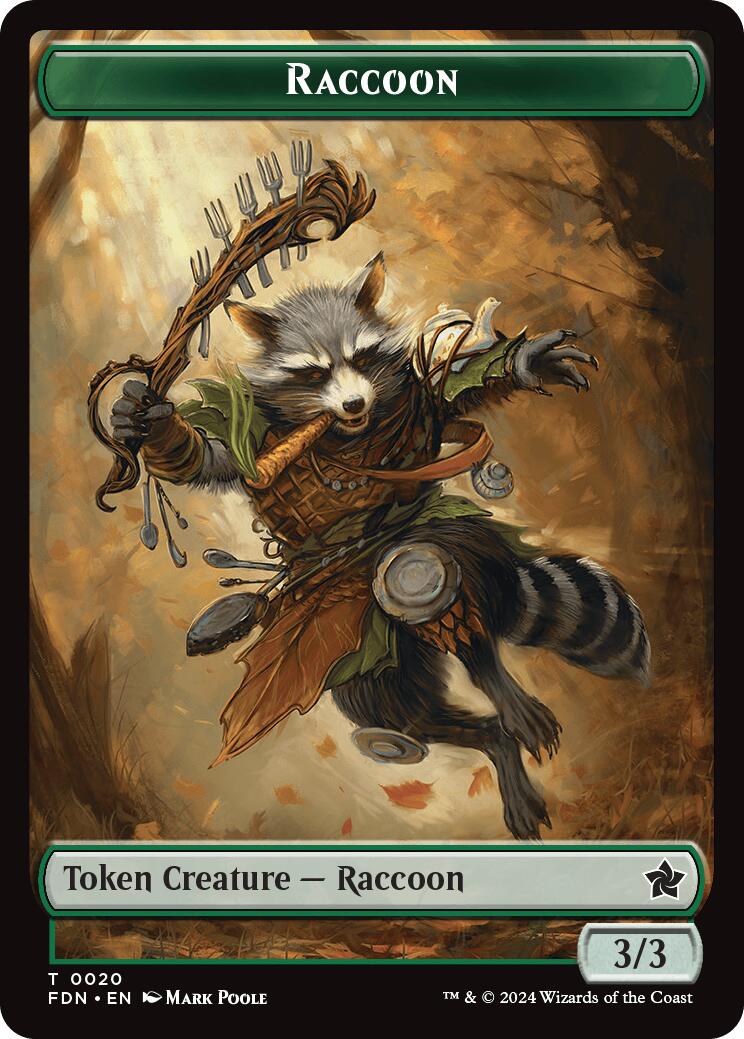 Elf Warrior // Raccoon Doubled-Sided Token [Foundations Tokens] | Exor Games Summserside