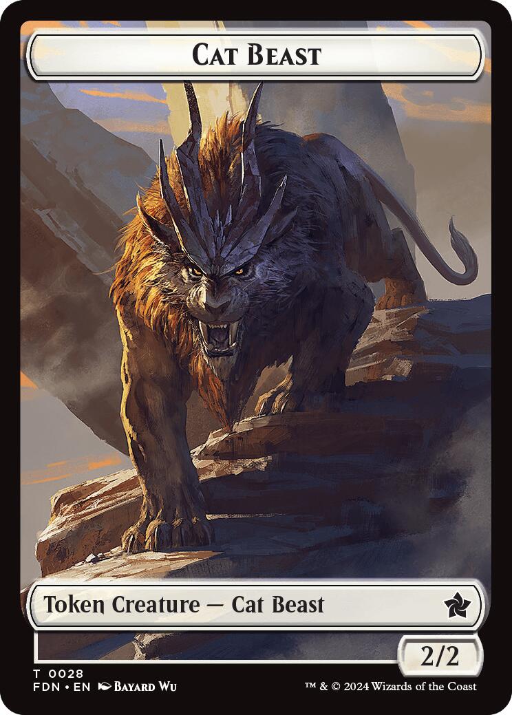 Cat Beast // Dragon (0017) Double-Sided Token [Foundations Tokens] | Exor Games Summserside