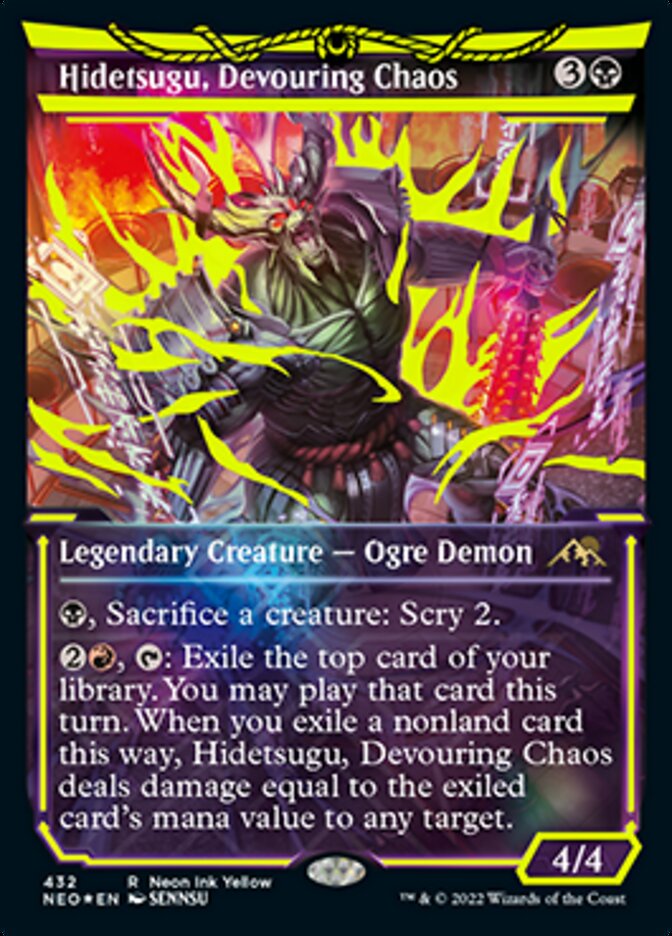 Hidetsugu, Devouring Chaos (Neon Ink Yellow) [Kamigawa: Neon Dynasty] | Exor Games Summserside