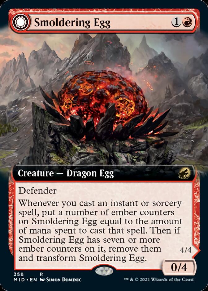 Smoldering Egg // Ashmouth Dragon (Extended Art) [Innistrad: Midnight Hunt] | Exor Games Summserside
