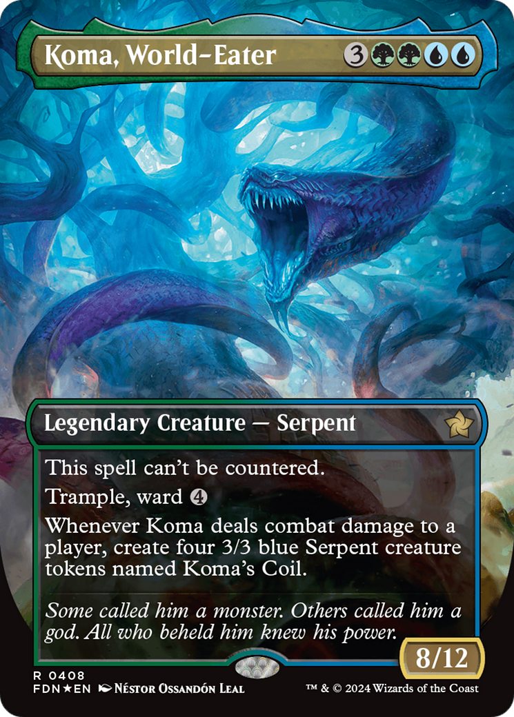 Koma, World-Eater (Borderless) (Mana Foil) [Foundations] | Exor Games Summserside