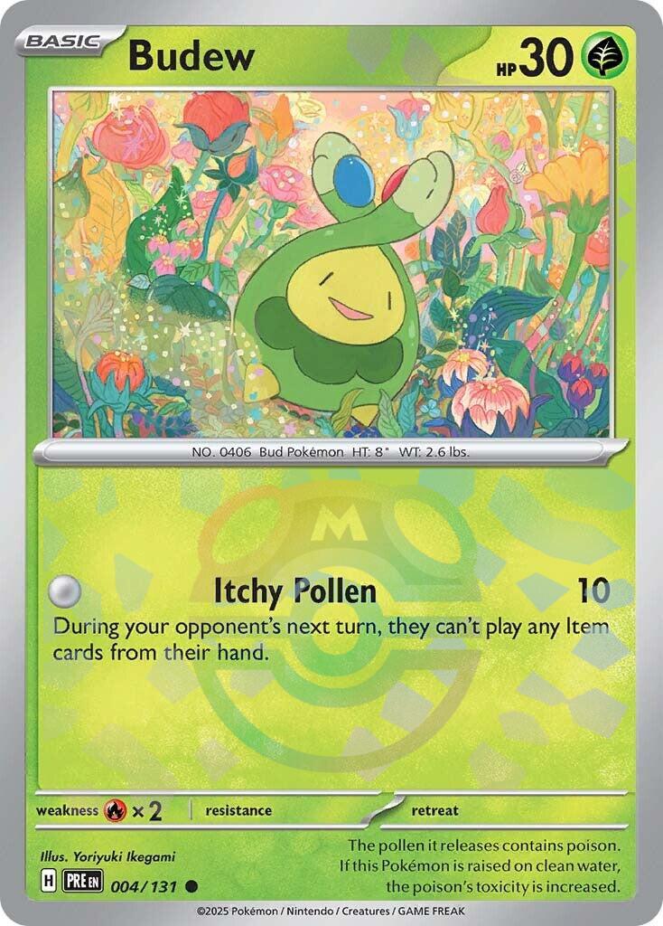 Budew (004/131) (Master Ball Pattern) [Scarlet & Violet: Prismatic Evolutions] | Exor Games Summserside
