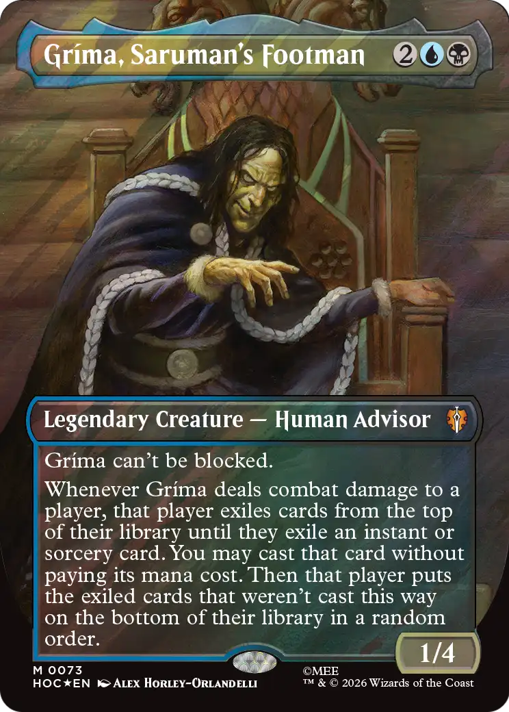 Grima, Saruman's Footman (Borderless) (Surge Foil) [The Hobbit: Eternal-Legal] | Exor Games Summserside
