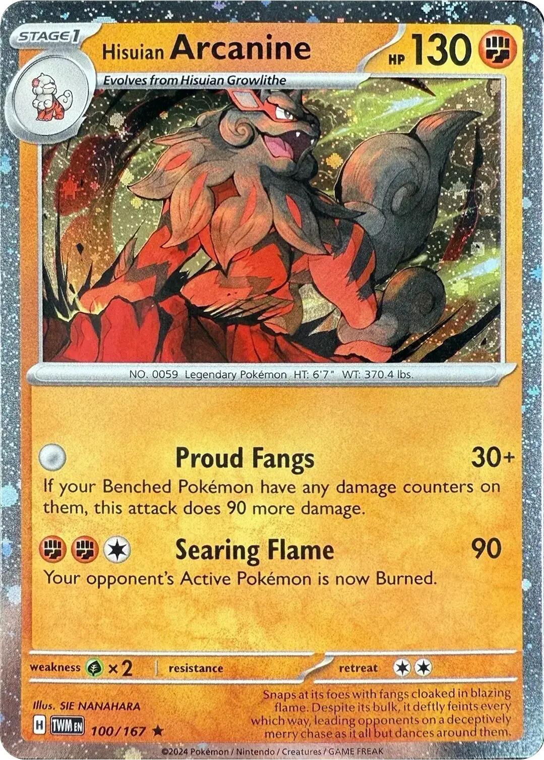 Hisuian Arcanine (100/167) (Cosmos Holo) [Scarlet & Violet: Twilight Masquerade] | Exor Games Summserside
