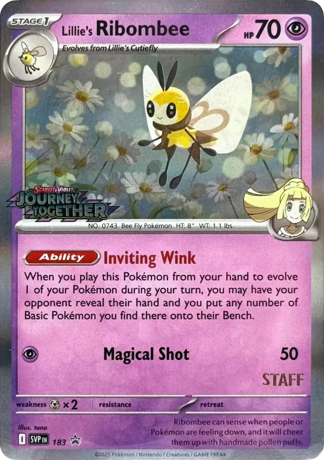 Lillie's Ribombee (183) (Prerelease Staff) [Scarlet & Violet: Black Star Promos] | Exor Games Summserside