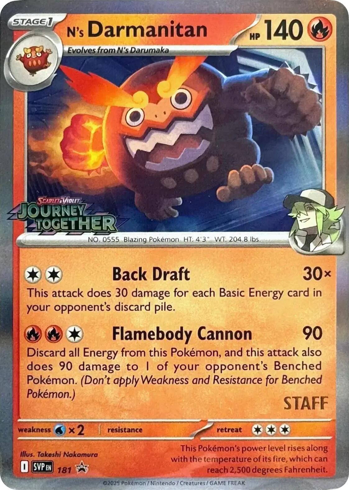 N's Darmanitan (181) (Prerelease Staff) [Scarlet & Violet: Black Star Promos] | Exor Games Summserside
