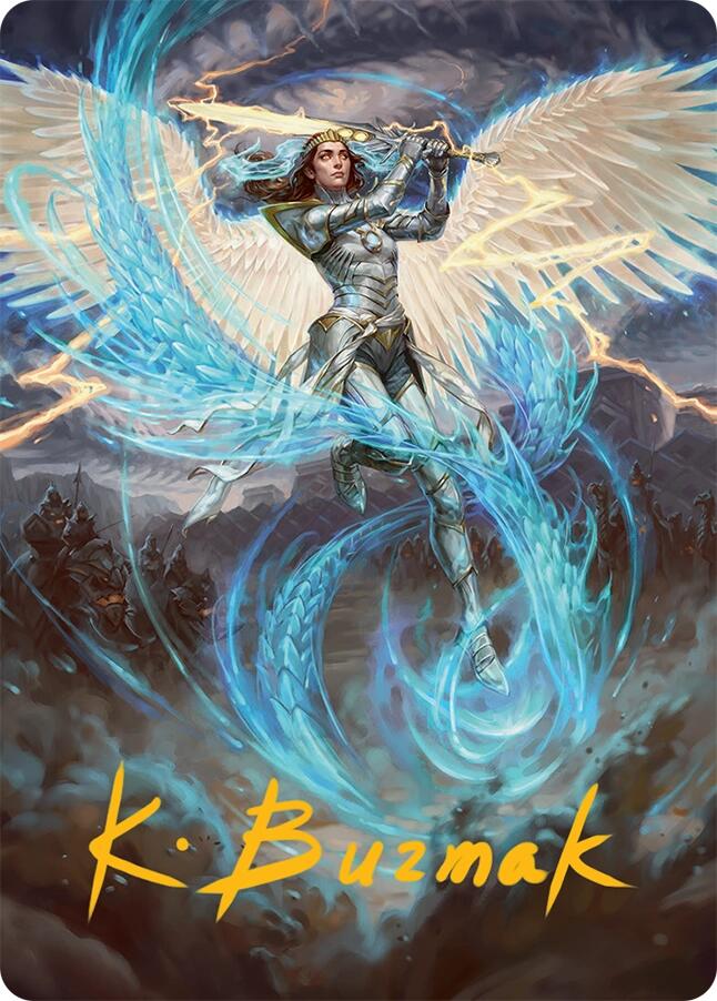 Elspeth, Storm Slayer Art Card (49/54) (Gold-Stamped Signature) [Tarkir: Dragonstorm Art Series] | Exor Games Summserside