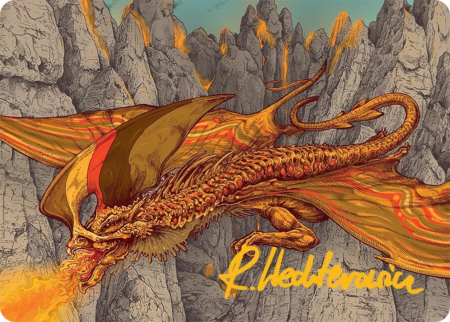 Magmatic Hellkite Art Card (34/54) (Gold-Stamped Signature) [Tarkir: Dragonstorm Art Series] | Exor Games Summserside