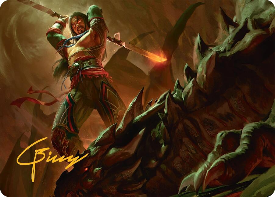 Sarkhan's Resolve Art Card (18/54) (Gold-Stamped Signature) [Tarkir: Dragonstorm Art Series] | Exor Games Summserside