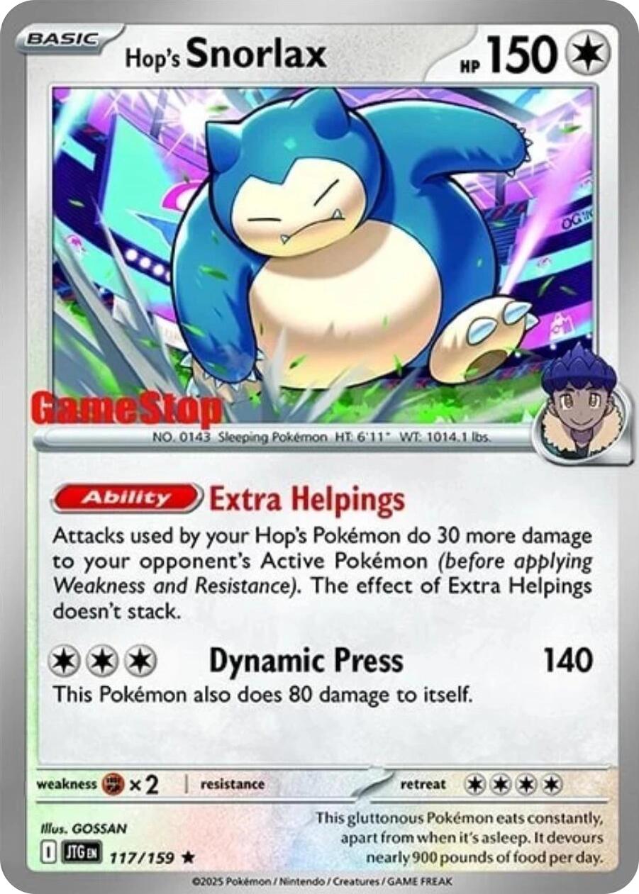 Hop's Snorlax (117/159) (GameStop) (Cosmos Holo) [Scarlet & Violet: Journey Together] | Exor Games Summserside