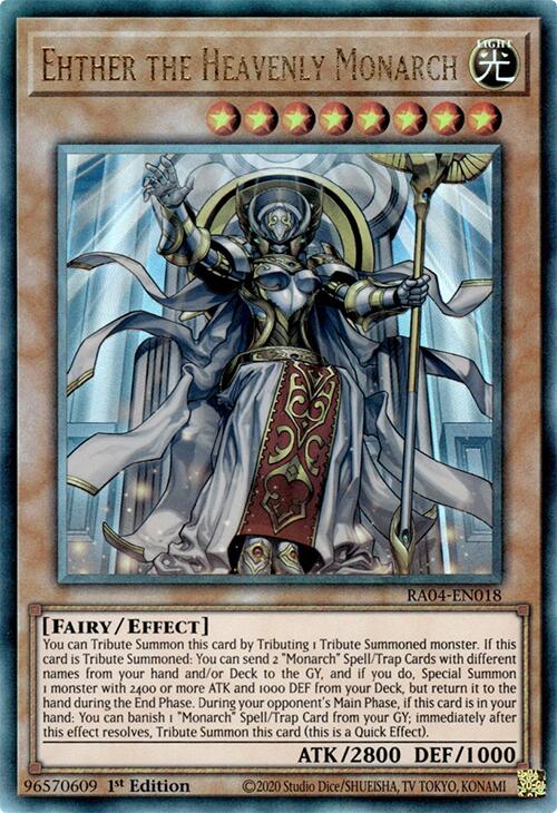 Ehther the Heavenly Monarch [RA04-EN018] Prismatic Ultimate Rare | Exor Games Summserside