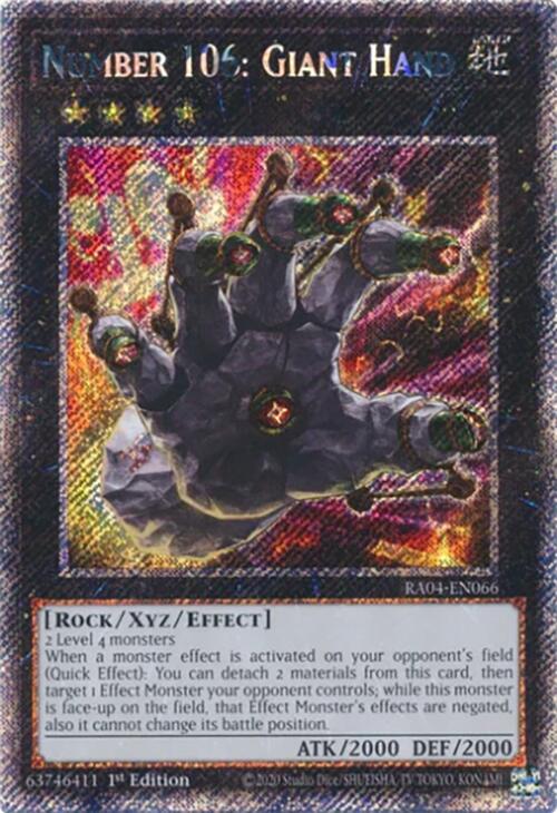 Number 106: Giant Hand [RA04-EN066] Platinum Secret Rare | Exor Games Summserside