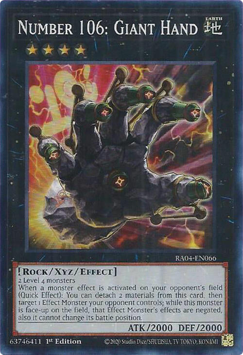 Number 106: Giant Hand [RA04-EN066] Super Rare | Exor Games Summserside