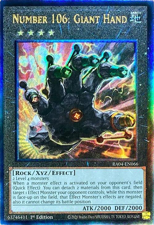 Number 106: Giant Hand [RA04-EN066] Prismatic Ultimate Rare | Exor Games Summserside